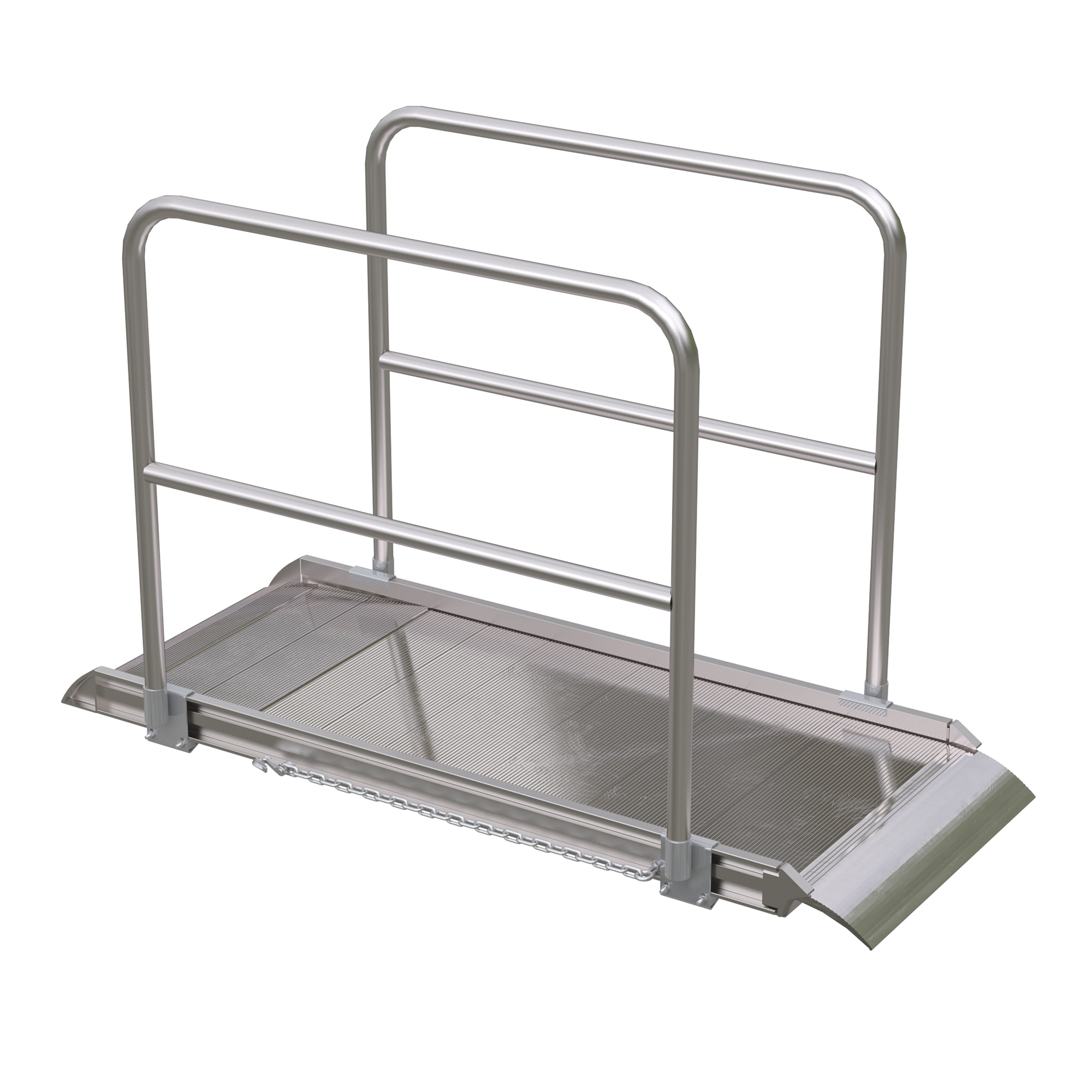 Vestil Aluminum Walk Ramp with Handrails - 72in., 2800-Lb. Capacity, Non-Skid Surface, Model# AWR-28-6A-HR